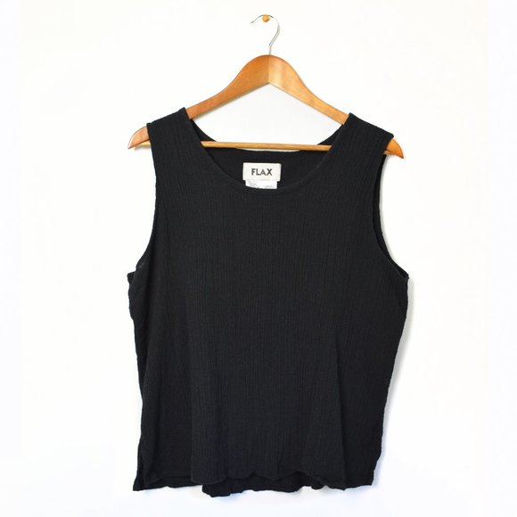 FLAX Linen Blend Black Sleeveless Tank Top Medium - Picture 8 of 8